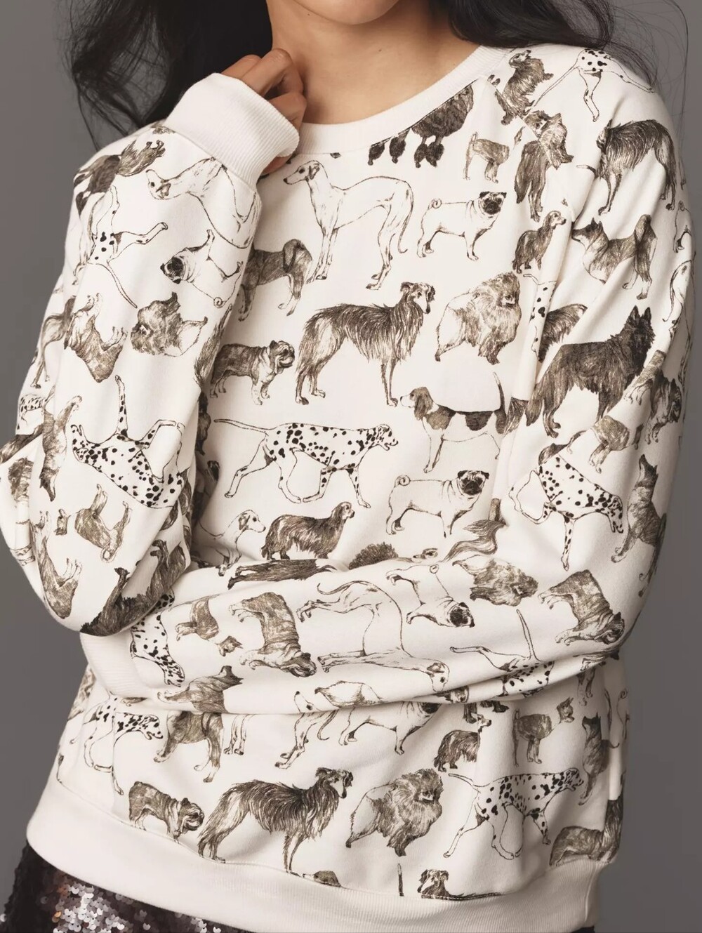 Maeve Anthropologie All Over Print Printed Dog Sweatshirt XS Extra Small NWT $98